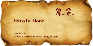 Matola Hont névjegykártya